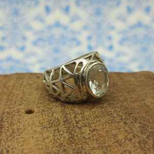 Élégante bague de fiançailles moderne en argent faite à la main cristal Quartz pierre à facettes vente chaude en gros Stock Inde idée cadeau parfaite - Product Image 3