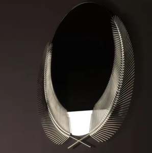 Vente en gros miroir mural décoratif rond en forme de feuille - Product Image 1