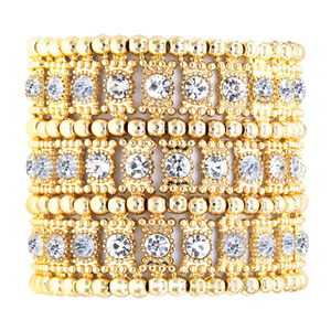 Eleganti bracciali rigidi in cristallo placcati oro per donna, gioielli da festa con incastonatura a castone BQ7739 - Product Image 5