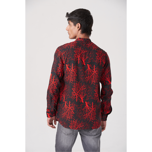 เสื้อเชิ้ตลำลองผู้ชายสีแดงและดำ - Product Image 6