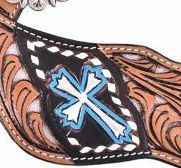 Correas de espuelas occidentales de cuero de alta calidad, concho y hebilla chapados en plata tallados a mano de muy buena calidad a un precio asequible - Product Image 3