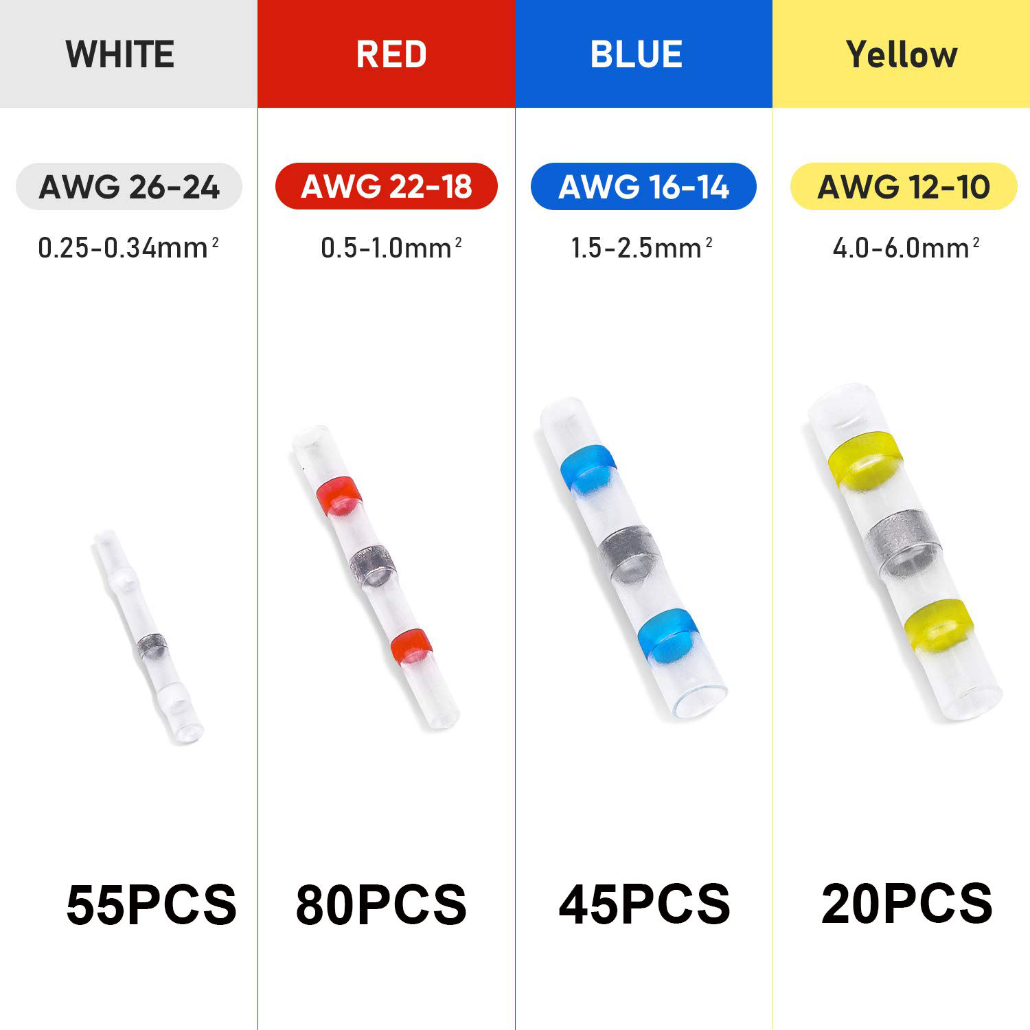 200pcs/bag(55white/80red/45blue/20yellow)