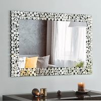Miroir mural moderne artisanal en mosaïque de bois, forme rectangulaire, décoration de Noël pour la maison, salon, AI-MM-04 AALIYAN IMPEX