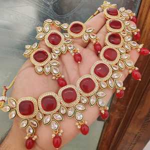 Monalisa ชุดสร้อยคอหินเพชรอเมริกันสำหรับผู้หญิงชุดโช้คเกอร์แบบดั้งเดิมพร้อมต่างหูชุดปาร์ตี้และชุดเครื่องประดับงานแต่งงาน - Product Image 5