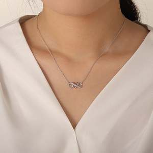 Jeulia Custom Two-Tone <b>Infinity</b> Heart <b>Necklace</b> Sterling Silver with Rose <b>Gold</b> and Diamond - Product Image 5