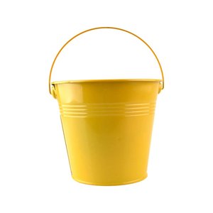 Cubos de cubo de metal Premium Maceta de flores multifuncional con asas Color amarillo para decoración del hogar y el jardín - Product Image 1