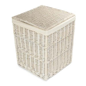 Square White Washable PP Storage <b>Basket</b> with Fabric and Metal for Laundry Bedding Clothing Bathroom or Living Room Use - Product Image 6