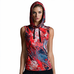 Custom Sublimation Hoodie Women Sleeveless Workout Hooded Top <b>Ladies</b> <b>Gym</b> Fitness Wear Printed Hoodies Women's - Product Image 3