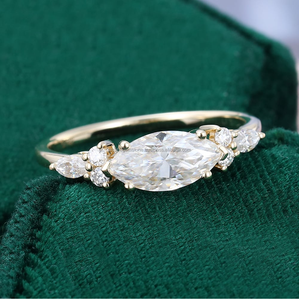 แหวนเพชรมอยส์ซาไนต์ตัดรูปเพชรสำหรับผู้หญิงแหวน6X3MM สีเหลืองทอง10K 18K ปรับแต่งได้สำหรับงานแต่งงานงานหมั้นทองไอเดียของขวัญสุดพิเศษ - Product Image 5