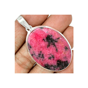 New Collection Lovely Rhodonite 925 <b>Solid</b> Sterling Silver Natural Gemstone <b>Pendant</b> Handmade <b>Gold</b> Plated Fine Jewelry <b>Pendant</b> - Product Image 1