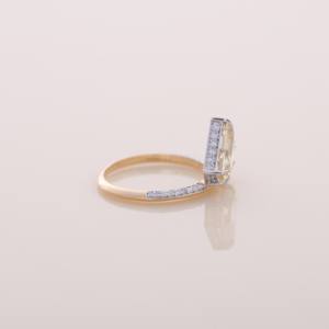 Anillo de Compromiso con Diamante Amarillo Cultivado en Laboratorio de 3.06ct, Corte Pentágono, Oro Blanco y Rosa de 18K, Chapado en Rodio, Certificado IGI, Halo Pavé - Product Image 5