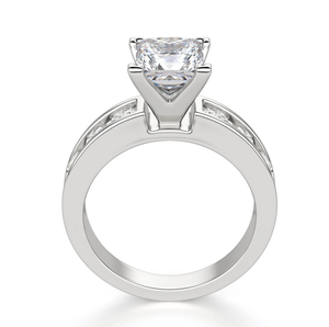 Princess Cut Moissanite Sterling Silver Engagement <b>Ring</b> with Channel Set for Wedding Party Anniversary - Product Image 3