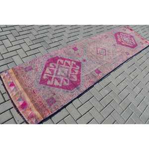 Alfombra étnica de retazos de 2,7x10, 5 pies, alfombra clásica de lana turca, respaldo de látex rosa y púrpura para adolescentes para sala de estar, 4m de ancho - Product Image 2