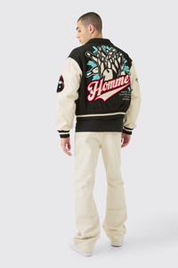 Blouson bomber en laine à manches longues, dernier design, streetwear d'hiver, logo frontal, couleurs personnalisées, 2025 - Product Image 2