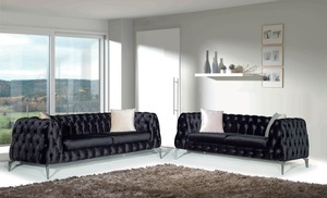 Juego de Sofás Chesterfield de Lujo con Cubierta de Madera Maciza, Modular, de Tres Plazas, con Estructura de Aglomerado, Duradero y Cómodo para Sala de Estar - Product Image 4