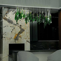 Nouvelle Conception 2025 – Suspension LED Longue Ovale/Carrée en Cristal Vert à Hauteur Réglable pour Îlot de Cuisine Moderne, Villa, Hôtel, Escalier