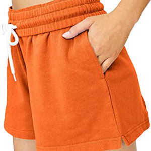 Pantalones cortos de chándal de color sólido para mujer, pantalones cortos deportivos de pierna ancha de cintura alta, pantalones cortos holgados con bolsillos - Product Image 3