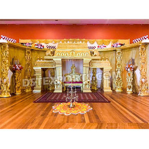 Escenario dorado exclusivo de Manavarai para escenario Tamilian Manavarai para bodas malayalam escenario tradicional de función de medio Sari - Product Image 1