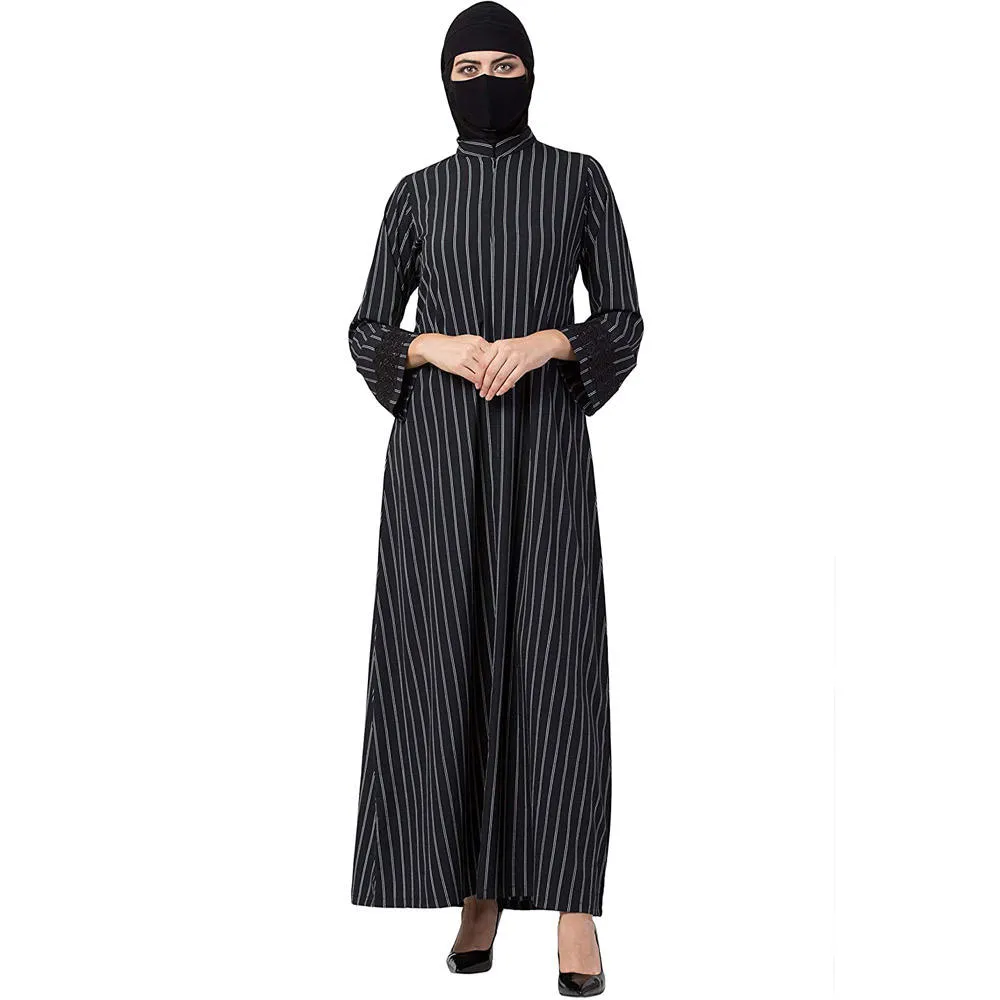 عباية شتوية ببطانة بيضاء بلون أسود ، تصميم عصري مخصص للبيع بالجملة ، للنساء ، ملابس غير رسمية طويلة ، مقاس كبير ، من مصنع ملابس إسلامية