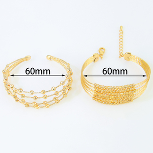 Ensemble de bijoux de mariage tendance plaqué or 21 carats, bracelet et bague multicouches au design dorique pour femme, idéal pour les événements et les fêtes - Product Image 6