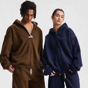 Sudadera con Capucha de Felpa Gruesa con Cremallera, Impresión Personalizada de Calidad OEM, Unisex, Algodón, Estilo Urbano Holgado, Transpirable, Lavado Ácido Personalizado - Product Image 3