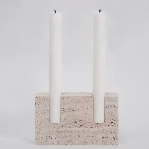 Ensemble de bougeoirs en marbre, support en pierre artistique, décoratif, minimaliste, pour bougies coniques, accent de table, centre de table moderne, cadeau écologique - Product Image 1