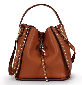 Luxury Genuine Leather Women Handbag Studded Rivet Shoulder <b>Bag</b> <b>Snake</b> Head Pendant Bucket Crossbody <b>Bag</b> Custom Logo OEM - Product Image 3