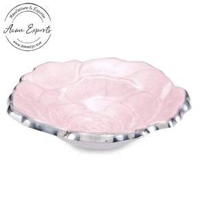 "Elegant <b>Silver</b> and Green Serving <b>Bowl</b> with Scalloped Design Stylish and Functional for Dining or Home Decor" - Product Image 3