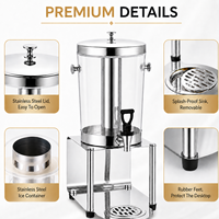 Distributeur de jus de boisson froide en or avec base en acier inoxydable et tube de glace pour buffet, restauration, hôtel, distributeur de boissons 8L 16L