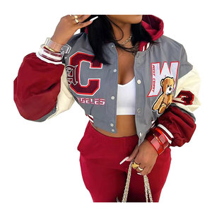 Veste universitaire d'hiver respirante pour femmes Broderie en chenille de haute qualité Manches amovibles Réversible Coupe-vent Lettre OEM - Product Image 3