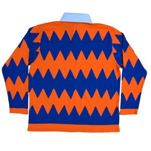 Custom Vintage Zigzag Stripe Rugby Polos Casual Sportswear Logo Organic University Camisa de manga larga para los hombres de color azul real - Product Image 5