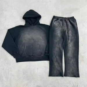 Traje apilado personalizado para hombre, ropa de calle, chándal, chándal Unisex, conjunto de 2 piezas, pantalones acampanados, conjuntos de chándales holgados - Product Image 4