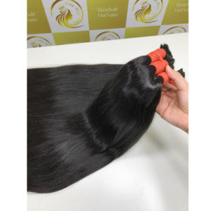 Extensions de cheveux vierges Remy noires naturelles du Vietnam, double trame machine, lisses comme des baguettes, faciles à décolorer, vente flash été 2024 - Product Image 2