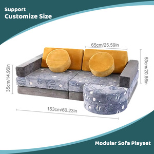 โซฟาเด็กแบบโมดูลาร์คุณภาพสูงสั่งทำพิเศษจากโรงงาน (OEM) โซฟาเด็กแบบแยกส่วน โซฟาเด็กแบบพับได้ โซฟาเด็กแบบประกอบสำหรับเล่นเกม - Product Image 2