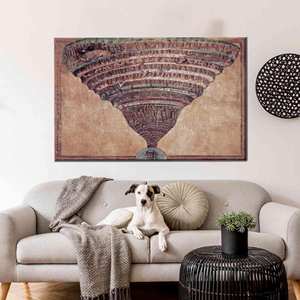 Impression sur toile élégante de la carte de l'Enfer de Dante - Grande décoration murale, 1P : encadrée - Product Image 1