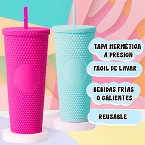 Vaso de Plástico Colorido con Pajita, Capacidad de 1100 ml, Elegante, Ecológico, Clásico, Reutilizable, Apto para Lavavajillas, CASAMAX WL AD-0583-3 - Product Image 3