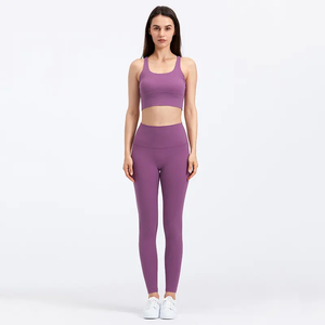 Conjuntos de gimnasio para mujer, Sujetador deportivo de 2 piezas, conjunto de Yoga sin costuras con espalda cruzada, mallas para correr, ropa de gimnasio, traje de Yoga Atlético - Product Image 1
