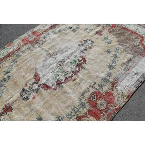 Alfombra turca Vintage Beige rojo 6x9ft área grande diseño de retazos de lana látex para pasillo dormitorio forma Rectangular habitación cabecera - Product Image 5