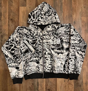 Alta demanda con capucha Slim Fit conjuntos de chándal para hombre 100% algodón Color personalizado Logo impresión cordón cintura cierre de cremallera - Product Image 5