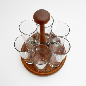 Natural and Solid Bamboo Wooden Wine Rack and Board with Wine Holder Wine Bottle and Glass Holder Round Shape <b>Shelving</b> <b>Unit</b> - Product Image 4