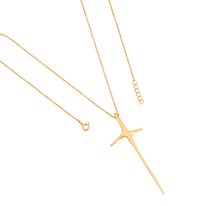 จี้เงินสเตอร์ลิงชุบทองทางศาสนา (60X12มม.) พร้อมโซ่17 + 1นิ้ว - Product Image 1