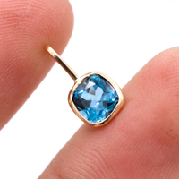 Nouveauté pierre précieuse topaze bleue de Londres de forme carrée 14k or jaune massif pendentif fait main bijoux pour la vente en gros
