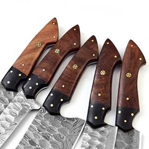 Ensemble de couteaux de chef en acier Damas 5 pièces avec manche en bois - Product Image 4