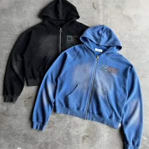 Fabricant de veste à glissière courte baggy délavé en coton personnalisé pour hommes Sweat à capuche à manches longues Zip Ups - Product Image 1