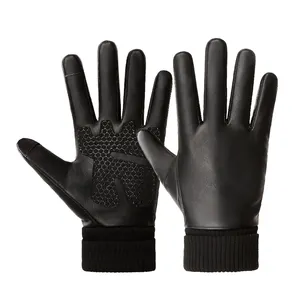 Hot Selling Luxury Outdoor Driving Touchscreen Winter Warm Soft Casual Black Sheepskin Leather Gloves from Pakistan
