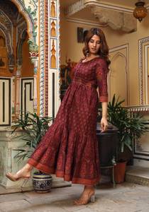 Robe Mirana en pur coton, imprimée à la main, style bohème, vêtement d'été éthique fait à la main - Product Image 5