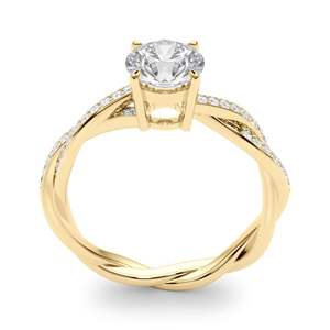 Solitario de diamante de corte redondo con acento anillo de compromiso trenzado para mujer - Product Image 2