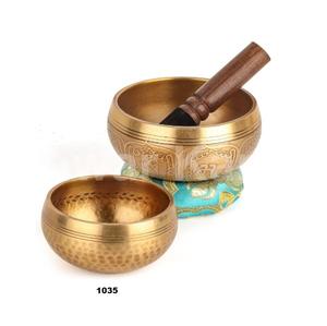 Juego de 2 cuencos tibetanos para cantar, juego de meditación de cuenco de sonido hecho a mano 100% para Yoga Chakra Healing Meditation Gifts - Product Image 1