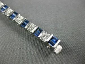 Bracelet tennis en argent 925 avec moissanite taille baguette 8 carats et saphir, 7 pouces, bracelets et joncs - Product Image 5