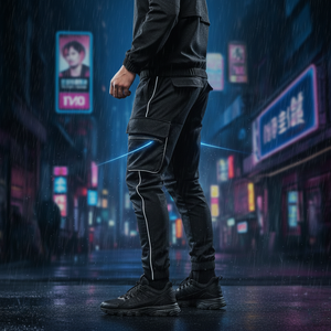 กางเกงจ็อกเกอร์เทคแวร์กันน้ำ ผ้าฝ้ายพรีเมียม 100% แถบสะท้อนแสง 3M แบบกำหนดเอง สไตล์ยุทธวิธี กระเป๋าหลายช่อง ไซเบอร์พังก์ สตรีทแวร์ - Product Image 3